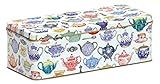 Teapots Design Cream Cracker/Biscuit Tin - Long, Deep Rectangular Kitchen Tin