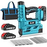 SEESII Cordless Brad Nailer Kit, 18 Gauge Electric Nail Gun with 2 X 2.0Ah Batteries and 1000pcs Nails and Staples, Adjustable Nailing Depth, 2 in 1 Brad Nailer/Stapler for Upholstery, Woodworking