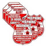 Security Camera Alarm Waterproof Vinyl Stickers 2 3/4 x 3 Inch - Video Camera Sticker Signs Alarm System Under 24 Hours Security Warning Decals for Home Business 6pcs