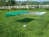 XXXL Rabbit Guinea Pig Dog Duck Chicken Playpen Enclosure Run with Roof & Net, 4 Doors, Large Pet Play Pen, Silver Galvanized Anti-Rust, 85-Inch XXXL (216 x 122 x 62 cm)