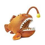 PuffPurrs Anglerfish Plush Toy - Cute 12" Brown Anglerfish Creepy Stuffed Animals Toys Real Sea Life Goosefish Lanternfish Plushie,Gift Toys for Kids Birthday Christmas Halloween,Home Decor