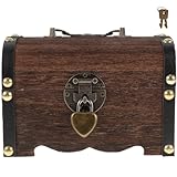 NUOBESTY Piggy Bank, 14x10cm Vintage Wooden Treasure Chest Box Wooden Money Saving Box Savings Jar for Coin Storage, Home Decoration, Party Favors