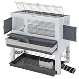 Ferplast Rabbit Cage BONNIE with Pet Pen, Indoor Rabbit Hutch 2-Storey, Guinea Pig Cage, with Enclosure for Rabbits, Rabbit House and Water Bottle, 108 x 64 x h 113 cm, in Plastic