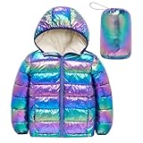 Kids4ever Girls Coats Kids Hooded Jacket Unique Shiny Quilted Jackets Winter Warm Waterproof Padded Coat Outwear 6-7 Years