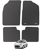Carsio Rubber Car Mats For Ford Ka 2009-2013 (Rubber) Tailored Fit Floor Mat Set Complete Accessory Black Custom Fitted - All Weather & Heavy Duty, Anti-Slip Backing with Clips