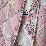 Happy Linen Company Girls Kids Unicorns Rainbows Pink Reversible Quilted Throwover