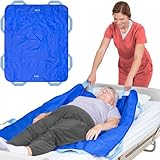 EYRA Slide Sheets for Moving Patients on Bed - 48”x40” Draw Sheets for Hospital Bed for Elderly - Positioning Bed Pad with Handles for Turning, Repositioning and Lifting (Blue)