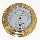 4-inch Dial Brass Case Thermometer Hygrometer -20°C ~ 50°C Wall Mounted