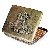 Kytpyi Cigarette Case for Roll Ups, Tobacco Tins for Men, Cigarette Tin for Roll Ups, Vintage Metal Cigarette Box Can Hold 20pcs Cigarettes (Gold)