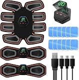 ABS Trainer Muscle Stimulator, EMS Muscle Stimulator, Electric Abdominal Muscle Toner with 10 Modes & 20 Intensities for Abdominal/Arm/Leg/Hip Training