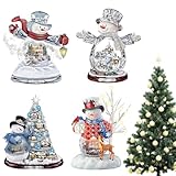 4Pcs Snowman Pendant, Sparkling Acrylic Christmas Tree Hanging Ornament, Baubles for Xmas Party Decorations