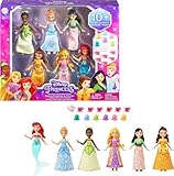 Disney Princess Toys, 6 Posable Small Dolls with Sparkling Clothing and 13 Tea Party Accessories Inspired by Disney Movies, HLW91