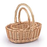 Woodluv Storage Baskets Set of 2, Wicker Woven Wedding, Flower Girls, Easter, Display & Gift Hamper Basket, Natural