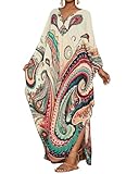 Bsubseach Kaftan Dresses for Women Side Split Bathing Suit Cover Up Loose Plus Size Long Beach Dress Colorful