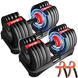HAKENO 15 in 1 Adjustable Dumbbell 2x24kg PAIR of Weight with Fast Automatic Adjustable and Weight Plate for Body Workout Home Gym（2pcs set）