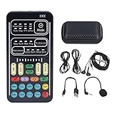 Mini Voice Changer Gaming Live Sound Card, Sound Converter with LED Light and 8 Sound Effects Suitable for Computers, Phones, Tablets and Gaming Device