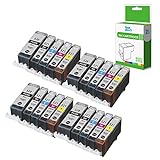 InkJello Ink Cartridge For Printer, Compatible With Canon Pixma iP3600 iP4600 iP4700 MP540 MP550 MP560 MP620 MP630 MP640 MP980 MP990 MX860 MX870 PGI-520/CLI-521 (BK, C, M, Y, 20-Pack)