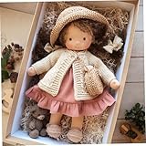 Ligeinsrk Rag Doll with Gift Box 11x2x5 Ragdoll with Hat, Bag, Shoes, and More Decoration Cute Stuffed Baby Doll Toys for Babies & Toddlers Ideal Christmas Birthday Gifts, Dolls for Toddlers, Rag