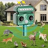 Ultrasonic Cat Repellent, Solar Animal Repellent, 4 Modes Fox Repellent with PIR Motion Sensor, IP54 Waterproof, Effective for Cat, Dog, Rodent, Fox, Bird Etc (Dark Green)