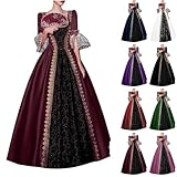 PAIDAXING Renaissance Gothic Queen Dress for Women UK Victorian Medieval Court Ball Gown with Crinoline 1800s Rococo Lace Royal Masquerade Halloween Costume Tea Party Prom Fancy Dress