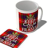 McMug - I Can't Keep Calm I'm a Fraser - Fraser Tartan - (Thistle) - Scottish Mug and Coaster Set, Ceramic, 11fl.oz.