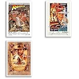 Indiana Jones Raiders of the Lost Ark All Movie Film Posters Cast Signed A4 Poster Photo Print Framed Autograph Gift Harrison Ford, Karen Allen, Paul Freeman (Trilogy A4 poster Only)