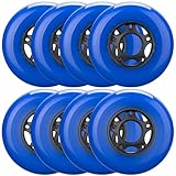 WHEELCOME 8-Pack Inline Skate Wheels Outdoor Indoor Roller Blade Wheels 85a Roller Hockey Wheels 64mm 70mm 72mm 76mm 80mm Inline Wheels Replacement for RipStik, Luggage, Scooter, etc (Blue, 64mm)