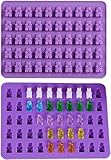 Bamutu Gummy Bear Candy Mold Mini Bear Silicone Mold 2 Pack-50 Cavities Non Stick Jelly Bear Food Grade Moulds Wax Melt Silicone Mold