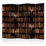 murando Decorative Room Divider Library 225x172 cm / 89"x68" Double-Sided Folding Screen 5 Panels Room Partition Non-Woven Canvas Print Opaque Photo Display Books reading room f-B-0142-z-c