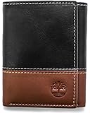 Timberland mens Leather Trifold With Id Window Tri Fold Wallet, Black/Brown (Hunter), One Size UK