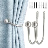 aqlbhz Curtain Tie Backs (2) - Chrome Finish, Silver - Wall Mounted, U-shaped Design for Convenient Use