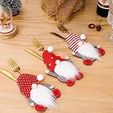 6 Pcs Christmas Cutlery Bags Christmas Faceless Gnome Cutlery Holders Christmas Cutlery Holder Suit Christmas Felt Knives Forks Bags Gnome Tableware Holder for Party Kitchen Table Dinner Decor (A)