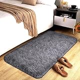 Hafaa Rugs Living Room – Grey Area Rugs for Bedroom Non Slip – Fluffy Shaggy Rug Super Soft Small Thick Pile Non-Shedding Plush Carpet for Lounge, 60cm x 110cm