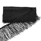 10 Yard 4 Inches Black Fringe Trim Polyester Fringe Trim Lace Tassel Fringe Trimming Sewing Fringe Trim for Latin Dress Stage Clothes Lamp Shade Decoration DIY