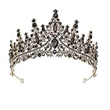 Women Hair Crown Vintage Wedding Tiaras Black Rhinestone Headpiece Girl Head Fancy Dress Headband for Bridal Carnival Headdress Halloween Costume Birthday Christmas Party