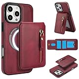 DMaos for iPhone 12 mini Case with Separable Card Sleeve, Compatible with Magsafe, PU Leather ID Stand Holder, Classic for iPhone12 mini 5.4 Inch - Red