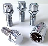 Alloy wheel Locking bolts M14 x 1.5 thread 27mm long, radius seat, 17mm Hex locks compatible for VW Volkswagen