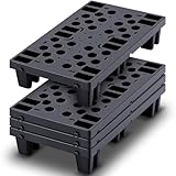 Singhoow 4 Pcs Plastic Pallets for Basement Storage Nestable Moisture Waterproof Lightweight Floor Pallets with Breathable Grid for Indoor Outdoor Supermarket Warehouse (19.6 x 11.8 x 3.9 Inch,Black)
