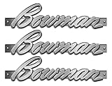3 Bowman Designer Stickers. Brushed Metal Style - 10" Long. Remastered (not OEM) DIY. - Must be Cut Out Using Scissors