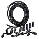 maXpeedingrods AN6 5M Stainless Steel Flexible Braided Fuel Hose Remote Oil Cooler Line Coolant Pipe 0.55", with Hose End Fitting Adapters