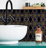 20pcs Black Gold Green Blue Grey Art Deco Mosaic Tile transfers Stickers Modern Wall Art Room Decor Bathroom backsplash Kitchen Victorian Peel and Stick self Adhesive Vinyl