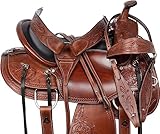 Western Horse Saddle Leather Pleasure Trail Endurance Brown Round Skirt Tack Riding Set 10'' to 18'' ME-WLS-108 (10 Inches)