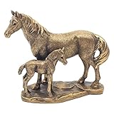The Leonardo Collection LP48781 Reflections Bronzed Mare and Foal Horses Ornament, Boxed