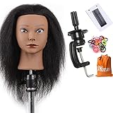 Xtrend Mannequin Head with 100% Real Hair Hairdresser Training Head Manikin Cosmetology Head Hairdressers Practice Training Head for Hairstyling and Braiding(Table Clamp Stand Included)