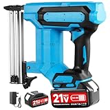 Cordless Staple Gun, Rechargeable 18 Gauge Electric Nail Gun with 2 X 2.0A Lithium Battery for Home Improvement, Carpentry and Upholstery DIY Projects, Can Hold 200 Staples（Nails not Included）