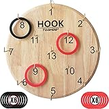 TUAHOO Hoopla Ring Toss Game for Kids Adults Indoor Outdoor Family Fun, Wooden Board Hoops Wall Games, Hookey Ring Tossing Game for Garden, Party, Office, Backyard, 12 Inch