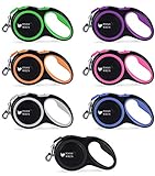 Jenny Wren Tangle-Free, Retractable Dog Lead with Anti-Slip Handle; 8M / 26FT Reflective Strong Nylon Tape/Ribbon; One-Handed Brake, Pause, Lock Pink