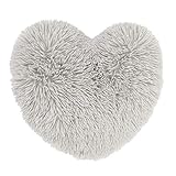 Catherine Lansfield Cuddly Heart Faux Fur 3D Cushion Silver