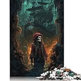 500 Red Coat Pirate Creative Square Jigsaw Puzzles for Adults, Wooden Puzzles Unique Challenge Games 500pcs (52x38cm)