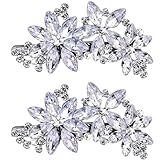 2PCS Diamante Hair Clips for Women Barrette Crystal Clips for Short Hair Silver Sparkly Hair Pins for Bride Wedding Hair Accessories Elegant Jewelry Hair Decorations Party Gift (Csty-A)